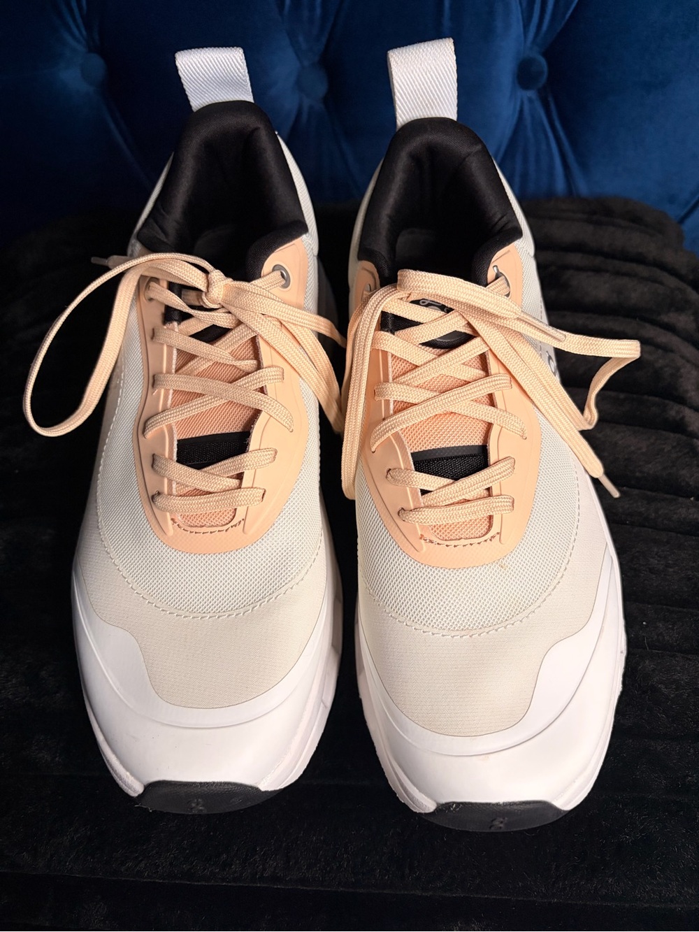 Women’s Lightweight Cream & Peach Lace-Up Sneakers